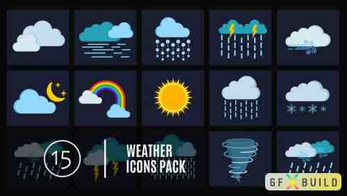 Videohive 15 Weather Icons Pack 24658488