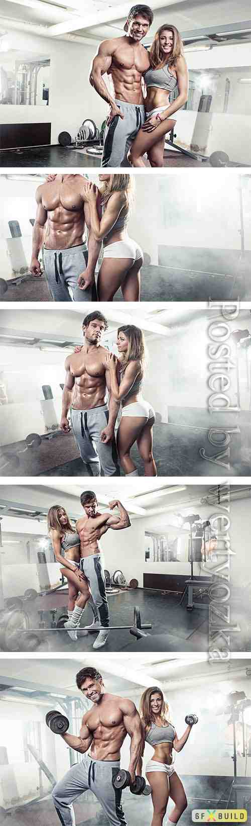 Girl and man in the gym