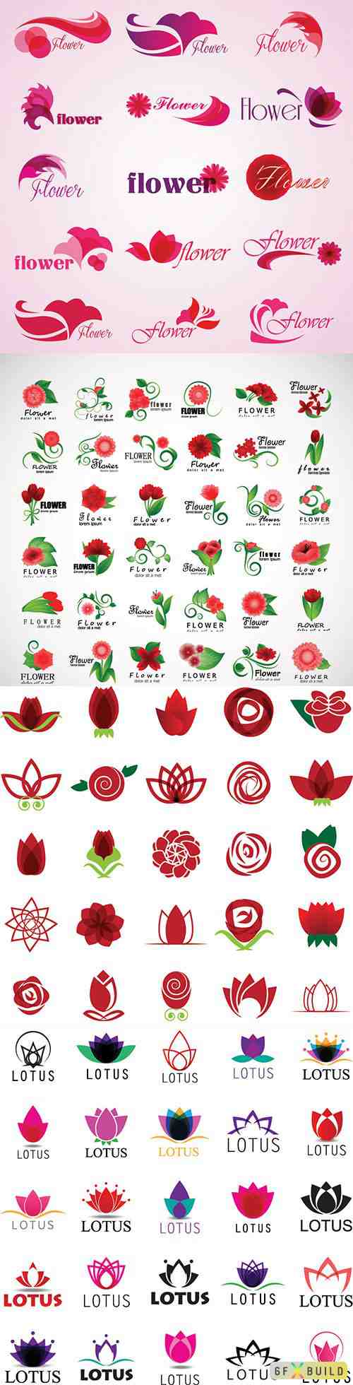 Flower icons vector set