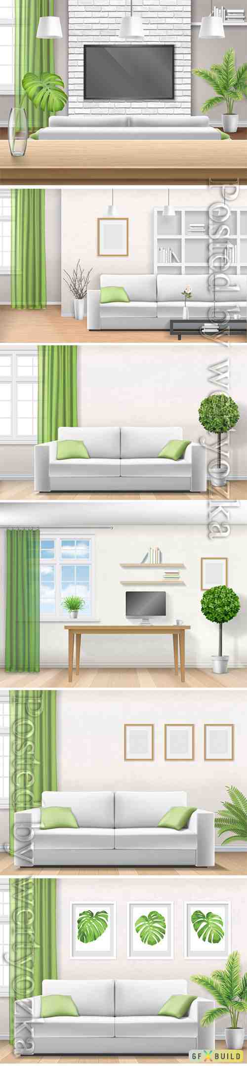Realistic home interior vector template # 5