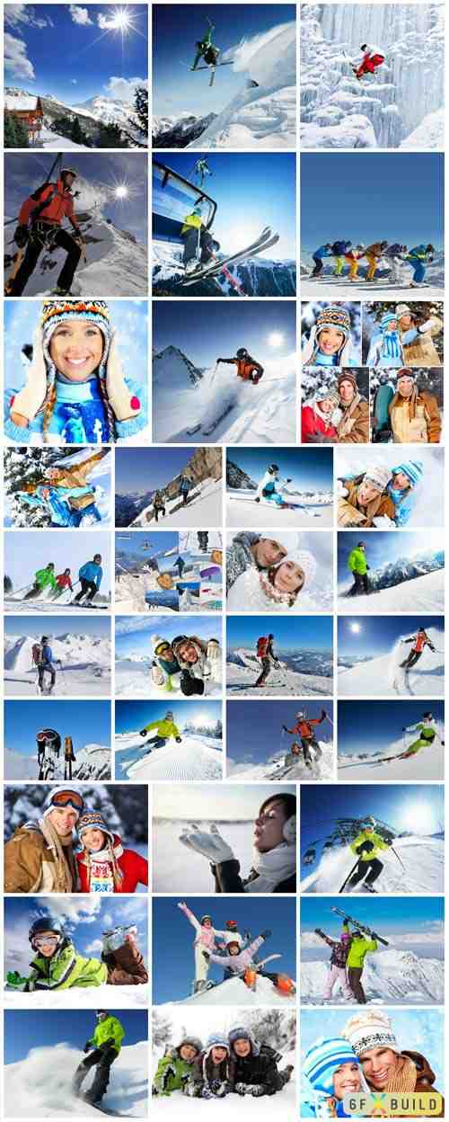Winter vacation in the mountains stock photo