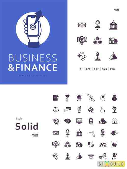 36 Business and Finance Icons Solid Style