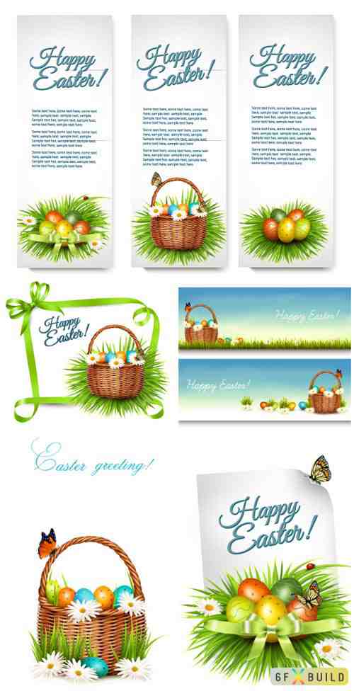 Banners with Easter elements in vector