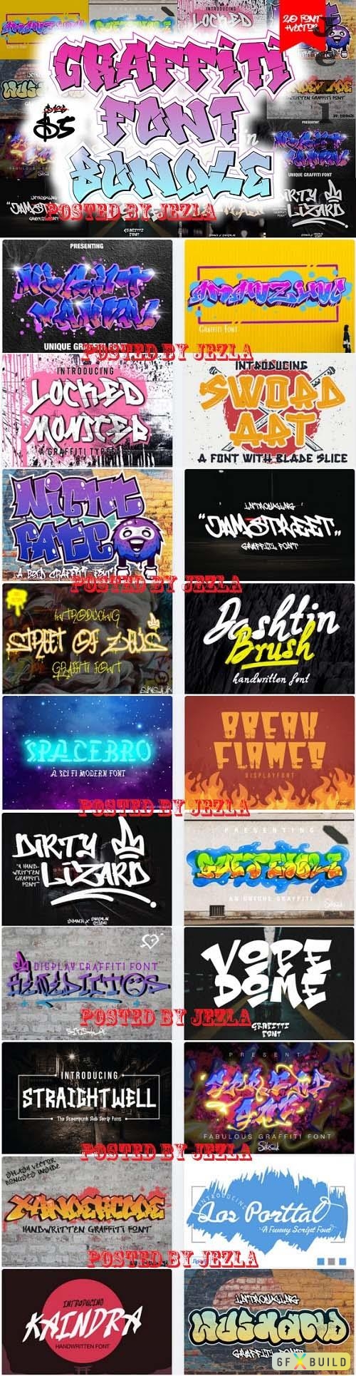 Graffiti Font Bundle - 20 Premium Fonts