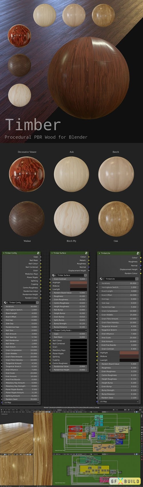 Timber 0.1 (Lite/Pro) - Procedural Wood Material for Blender 2.80