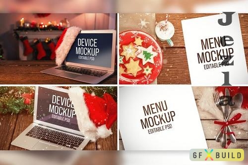 Christmas Laptop & Menu Mockup Set - Y4MCD7Y