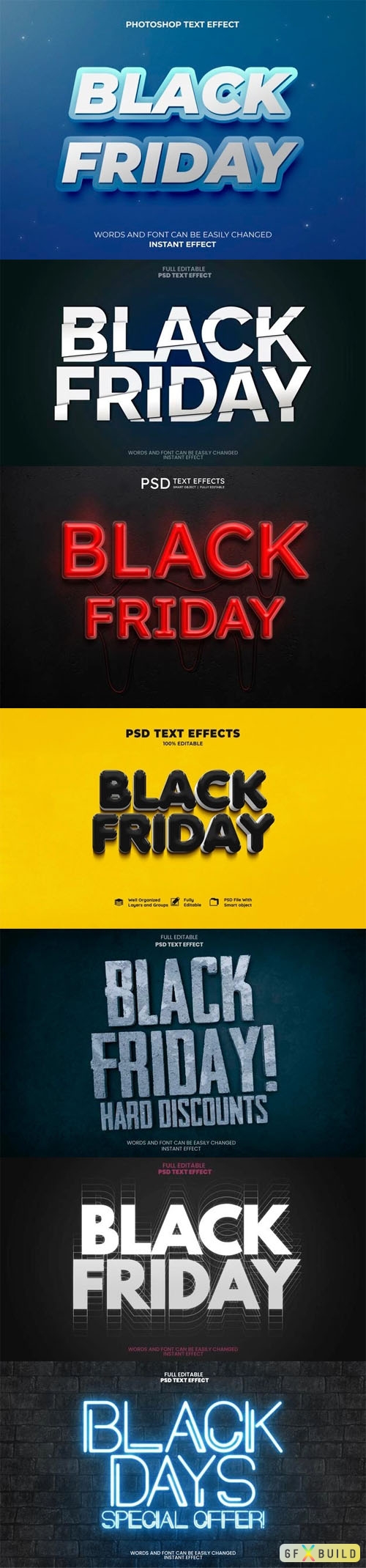 7 Black Friday Text Effects PSD Templates