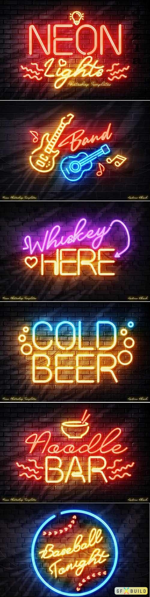 Neon Lights Photoshop Templates