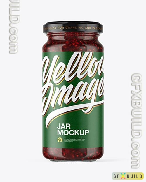 Clear Glass Raspberry Jam Jar Mockup 50319