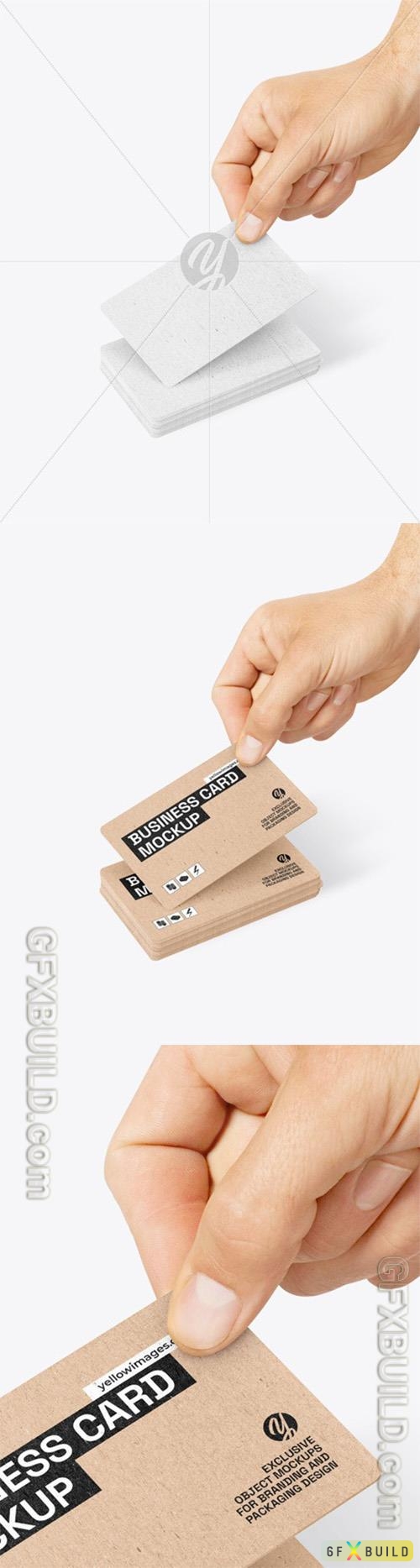 Kraft Business Card in a Hand Mockup 97274