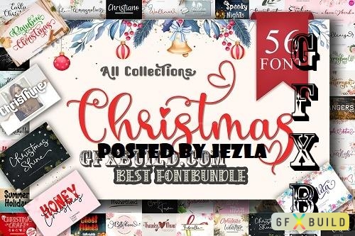 Christmas Font Bundle - 56 Premium Fonts