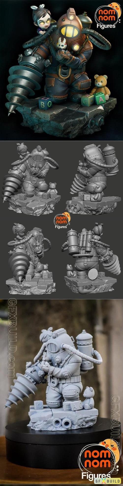 Chibi Big Daddy and Little Sister from Bioshock STL