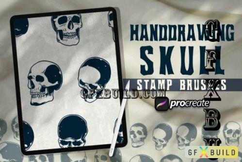 Hand Drawing Skulls Stamp Brush