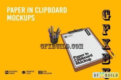 Paper in Clipboard Mockup - 7312328
