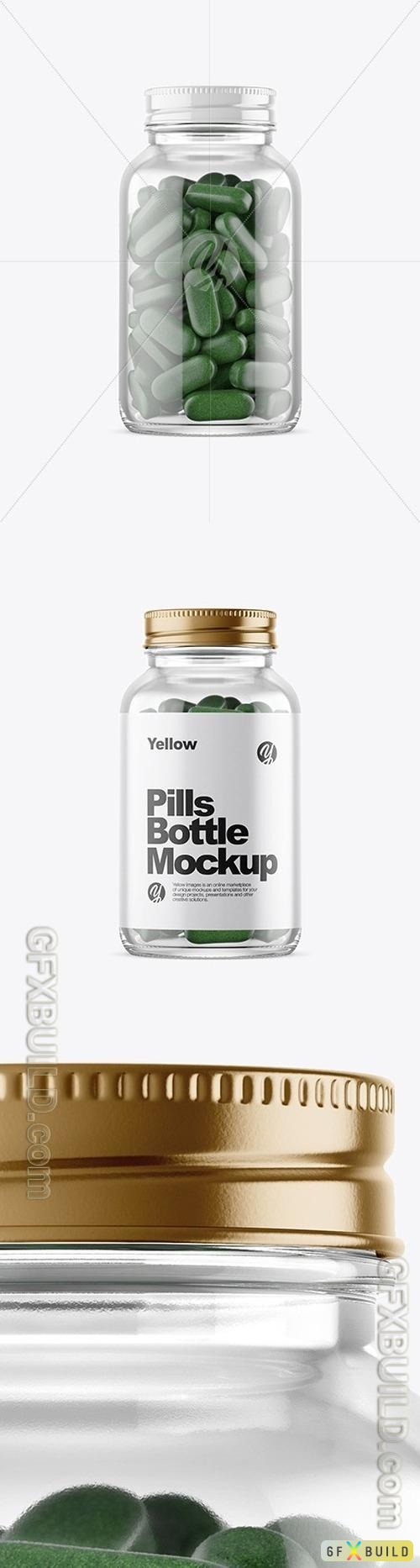 Clear Glass Bottle With Pills Mockup 51638