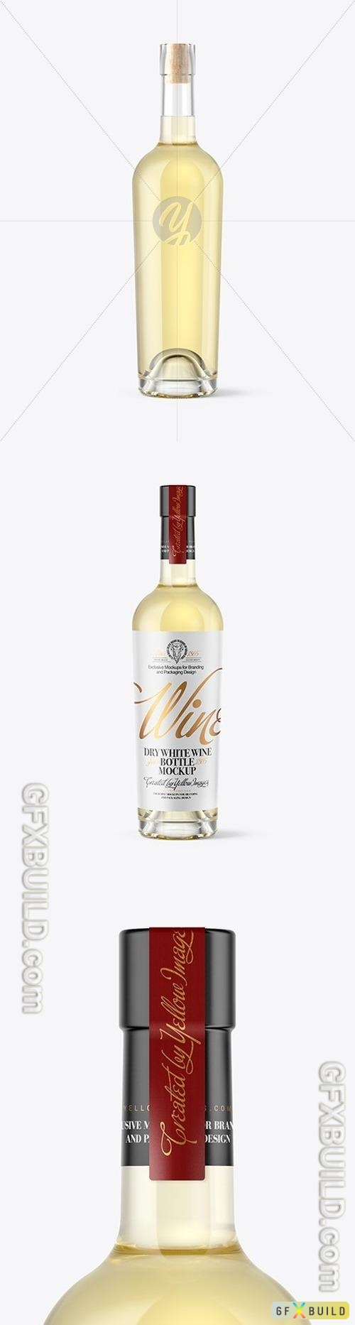 White Wine Bottle With Cork Mockup 46369