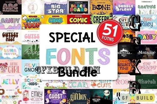 Special Fonts Bundle - 51 Premium Fonts, 1 Premium Graphics