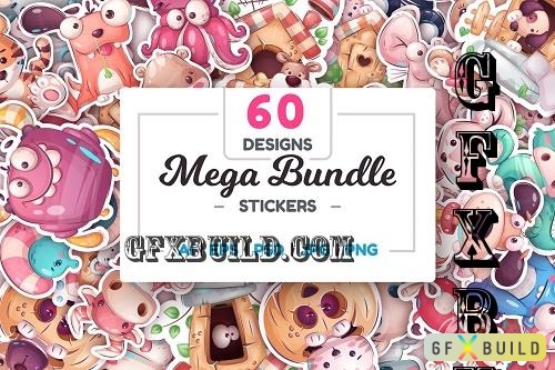 Bundle 60 Stickers, Kids Cartoons - 10197640