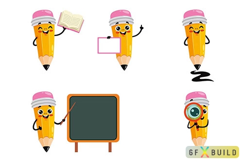 Cartoon Pencil Character