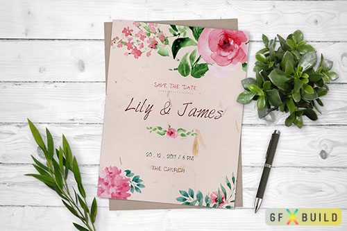 Watercolor Floral Save The Date Wedding Flyer