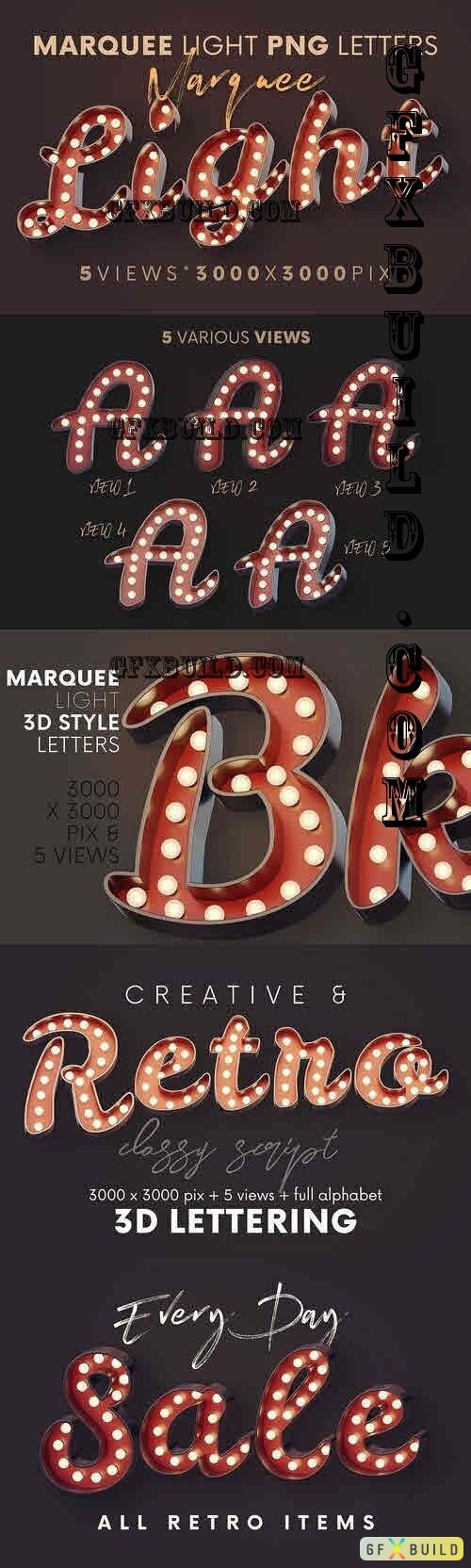 Marquee Light Bulbs - 3D Lettering - 5384317
