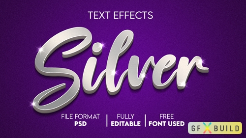 Silver editable and customized text effect in psd