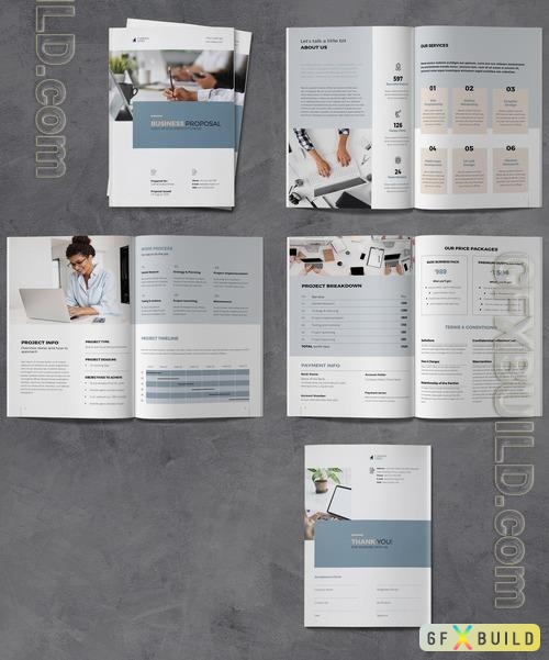 Proposal Brochure Layout with Blue and Beige Accents 538999994 INDT
