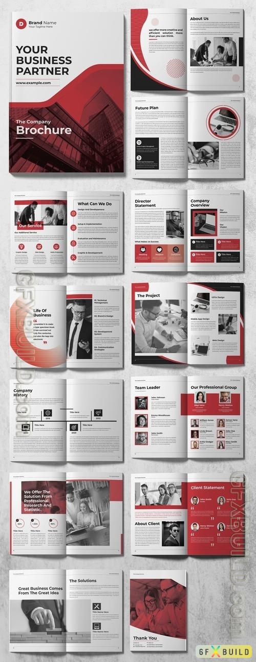 Company Profile Brochure Layout with Salmon Red Accents 513055950 INDT