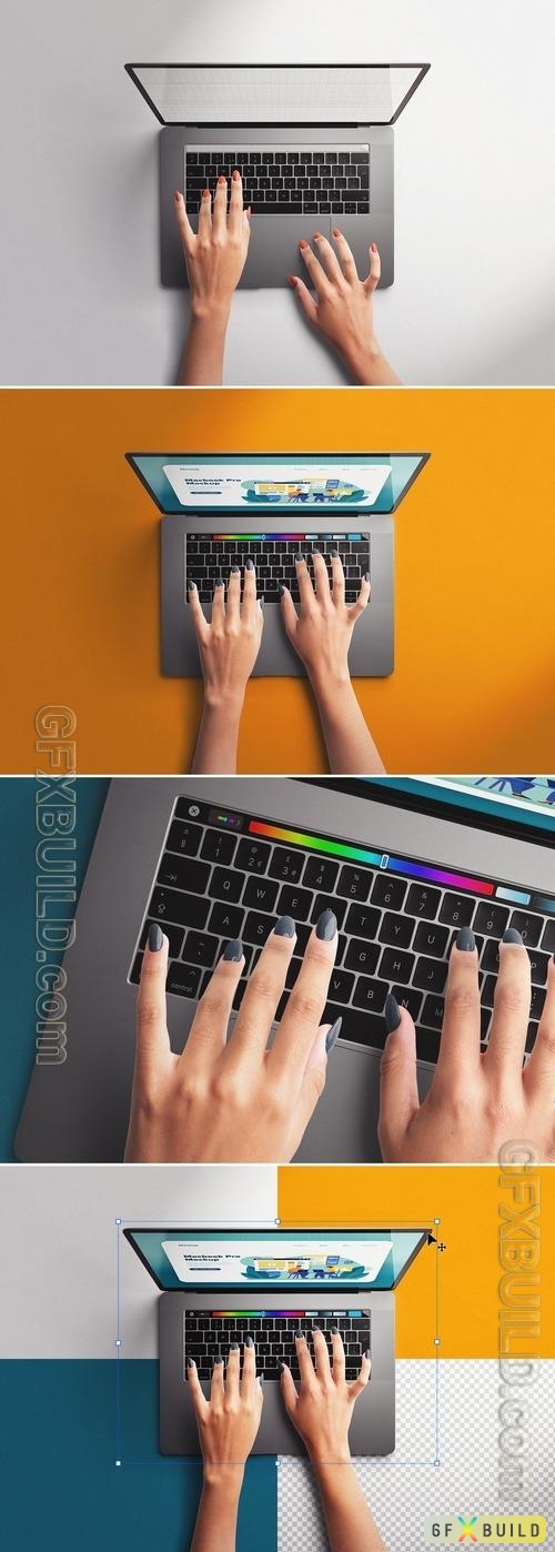 Hands Typing on MacBook Laptop Mockup 535924187 PSDT
