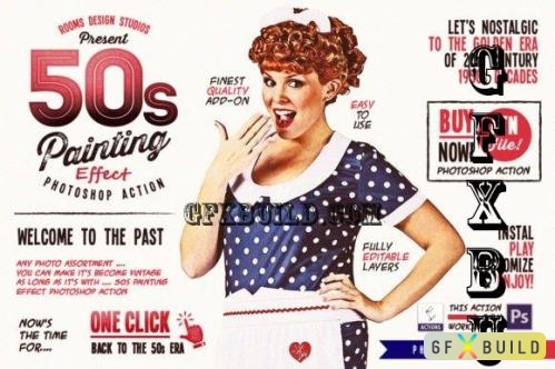50s Painting Effect Photoshop Action - 343397