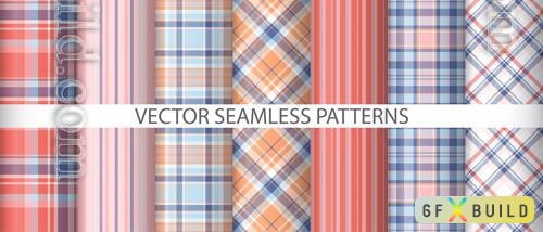 Vector set texture fabric tartan vector textile pattern plaid background seamless check