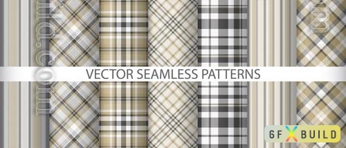 Vector set fabric plaid background vector tartan seamless texture pattern textile check