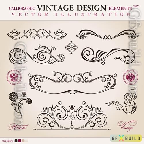 Vector calligraphic design elements and ornament classic decoration retro set
