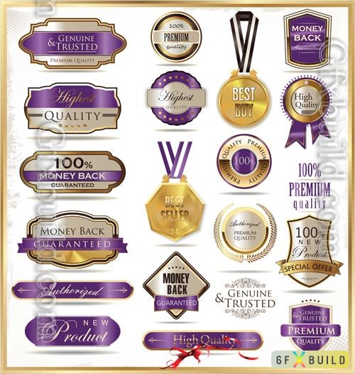 Vector luxury golden labels vol 2