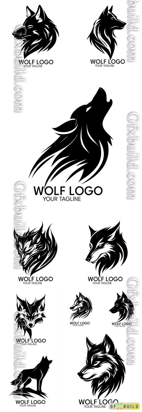 Wolf logo silhouette art vector template