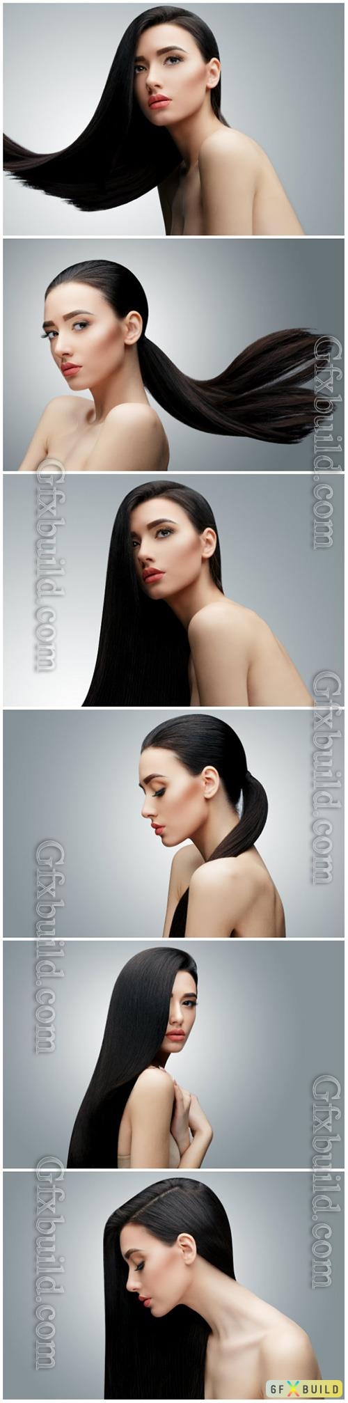 Girl with long straight hair