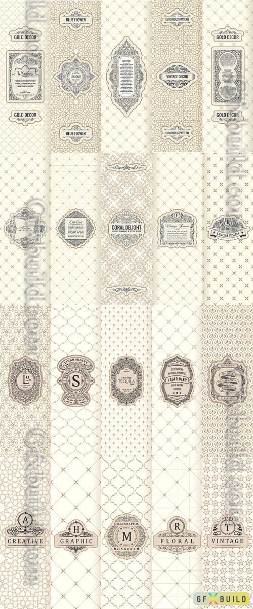 Vintage labels and vector frame packaging for product