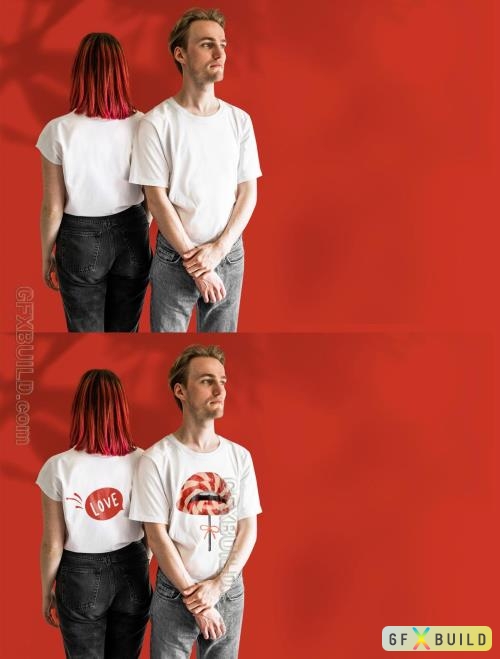 Adobestock - Valentine’S Couple T-Shirts Mockup 451623391