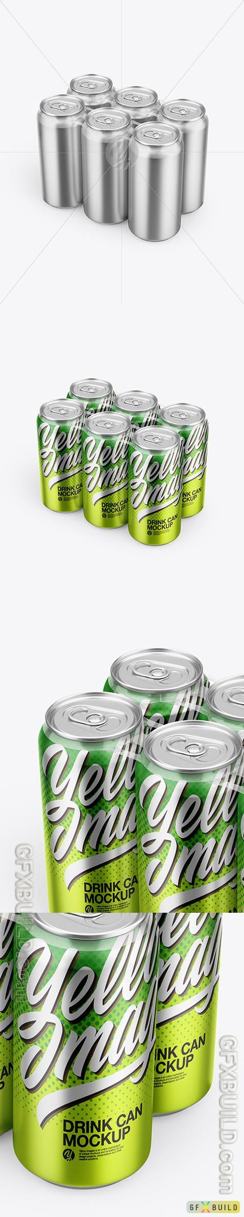 6 Metallic Cans Pack Mockup 48161