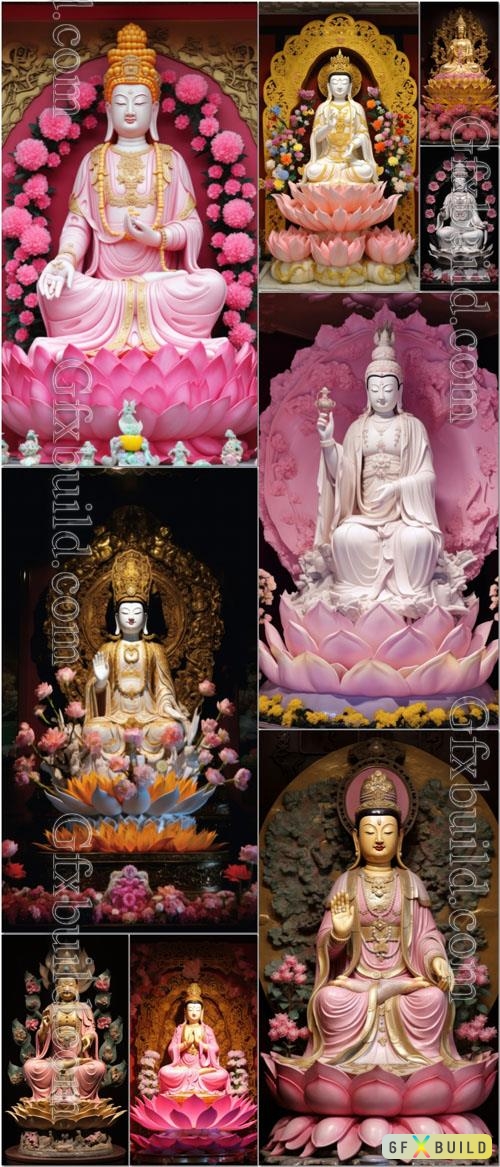 Photo place guanyin on a lotus throne