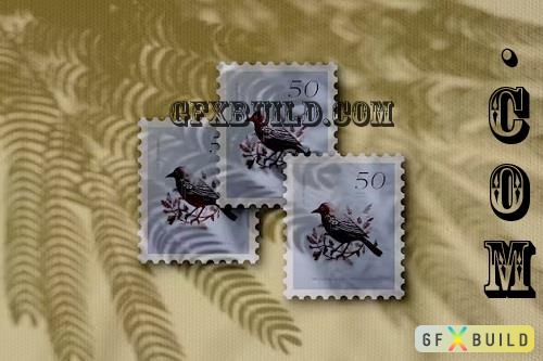 Scene of three postage stamps mockup - 2YTTM4U