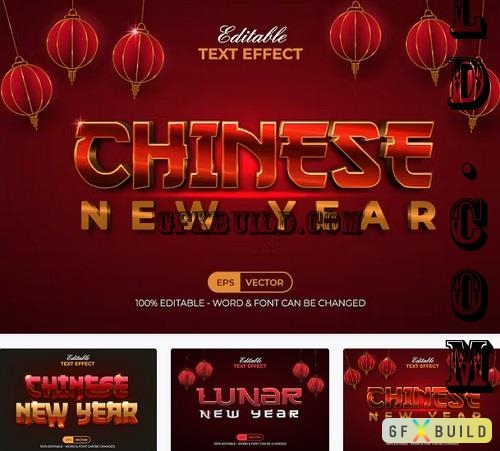 Chinese New Year Text Effect Red Gold Style - 91938990