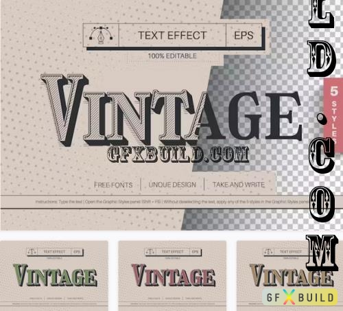 5 Vintage Editable Text Effects - 112924808